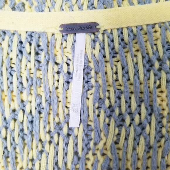 Free People Tate Knit Cardi Cardigan Sweater XL Sage Sunshine Combo $168 Slouchy - Picture 7 of 16